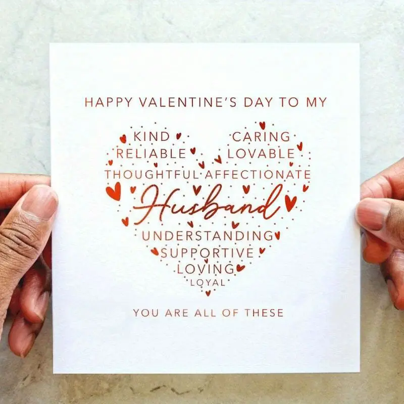 1pc Thoughtful Husband Valentines Card - Romantic Valentine's Card For Husband - Cute Valentine's Day Card - Valentines - Red Foil Card
