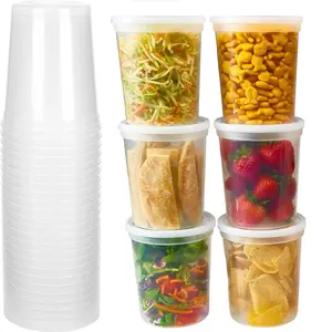 32oz Soup Container, Plastic Deli Food Storage Container with Lid, Meal Preparation, Stackable, Leak Proof, Microwave, Refrigerable Clear Food Storage Container with Lid Leak Proof, Reusable, Suitable for Restaurants, Microwave, Refrigerator, Dishwasher