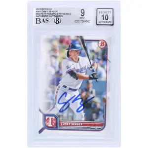 Corey Seager Texas Rangers Autographed 2022 Bowman #38 Beckett Fanatics Witnessed Authenticated 9/10 Card - Fanatics Authentic Certified