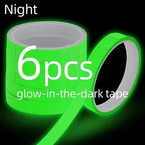 6 Piece Glow-In-The-Dark Tape Set, 3 Meter Long Night Safety Marking Tape, Ideal for Fishing Sports Cycling Halloween Decorations