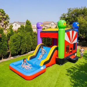 Ninja Warrior Bounce House Water Slide with Pool Combo