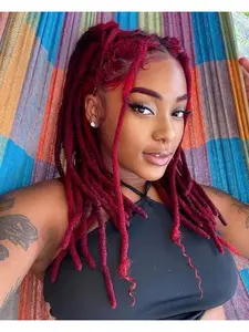 10 Dreadlock Extensions Human Hair, Interlocked Dreadlock Extensions Human Hair Handmade Permanent Dreads Extensions for Men/Women/Kids  99j Braided Dreads Wave，4-16 Inches Dreadlock Hair Extensions