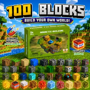 New Light Up Magnetic Blocks - 200pcs Magnets Magnetic Building Blocks Random Block Storage Box Mini Educational Toys For Boys 4-12Years Boys Girls Christmas Birthday Gift