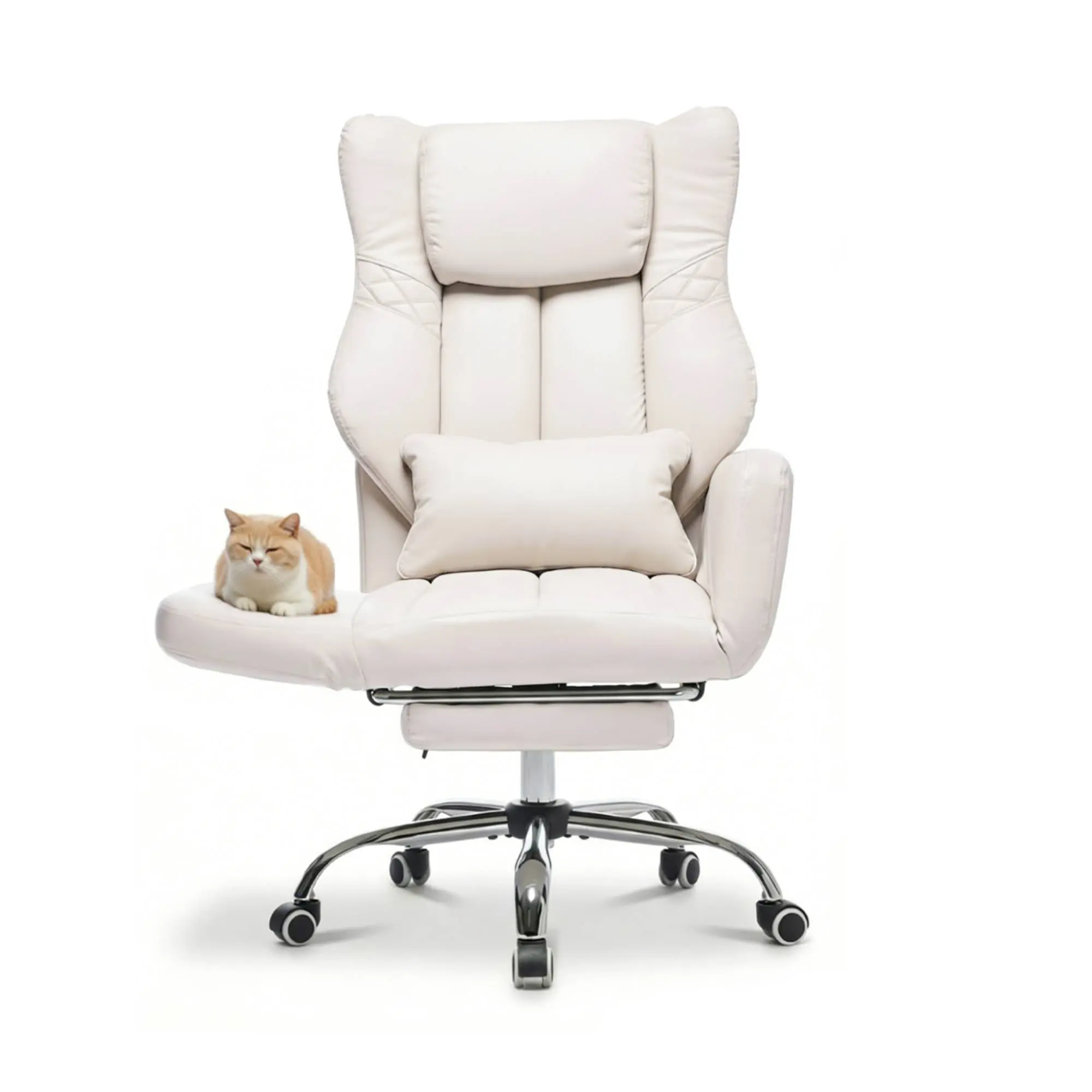Ergonomic Criss Cross High Back Office Chair - Flip-up Armrests, 155° Reclining Swivel, Footrest for Home Office Computer & Entertainment Use