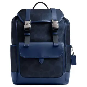 COACH LeagueFlap 29 Printed Backpack for Women – Faux Leather, Genuine Leather, and Fabric Blend in Blue