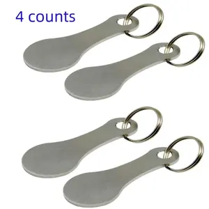 Stainless Steel Shopping Cart Key Ring, Portable Car Key Ring, Trolley Token, Multipurpose Keychain for Car, Home, Outdoor, Minimalist Design Keychain, Keychain Set