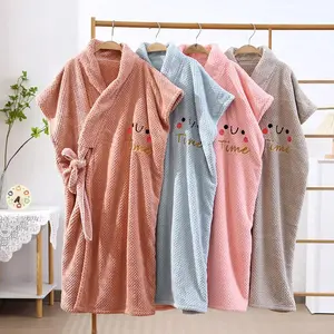 Soft Ladies' Superfine Fiber Bathrobe and Towel Set, Quick-Dry Absorbent Coral Fleece Wrap Robe, Perfect for Daily Use