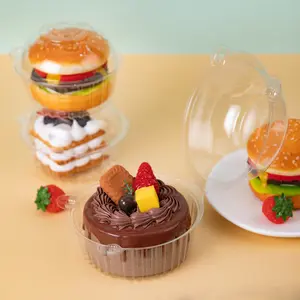 20 Cute Cat Ear Transparent Plastic Cake Containers, Safety Buckle, 4.91 Inch Disposable Dessert Boxes, Stackable and Leakproof