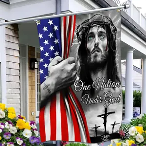 One Nation Under God Flag Christian Jesus American Flags for Outside 3x5 Double Sided Christian Jesus Easter Flag Outdoor House Yard Decorations Patriotic God Flag Banner Ornaments