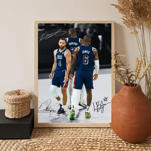 Stephen, LeBron  & Kevin Walnut Art Poster