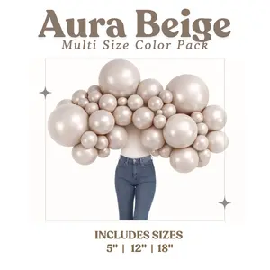 Aura Beige Metallic Balloon Pack- Includes: 5" 12" 18"