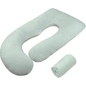 Pregnancy Pillow Cover J Shaped(ONLY Pillowcase), Super Soft Pillowcase Replacement Cover for Maternity Pillow, with Large Sized Zipper, Fits 55/58 Inch Pregnant Pillow, Green