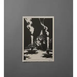 Cat and Smoke - High-Quality Print