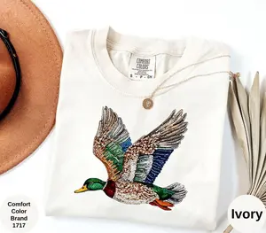 Comfort Colors Faux Rhinestone Mallard Duck Flying Shirt: Hunting Lover T-Shirt