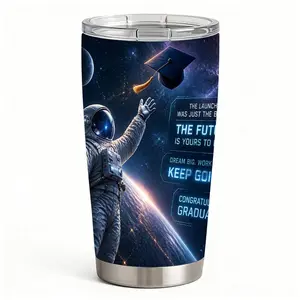 20oz Astronaut and Stars Stainless Steel Tumbler， Tumbler with Lid Double Wall Vacuum Insulated Travel Mug， Coffee Cups With Lids， Perfect Gifts For Birthday Holidays.