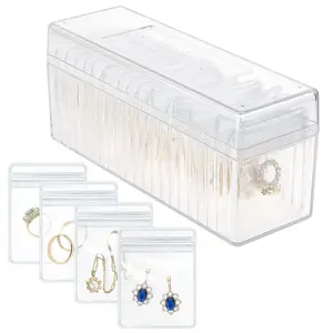 【Local Shipping】Jewelry Storage Box with 20 Anti-Tarnish Portable Clear Plastic Bags, Transparent Acrylic Display Case for Ladies, Women, and Girls, Travel Organizer for Bracelets, Rings, Necklaces, Earrings