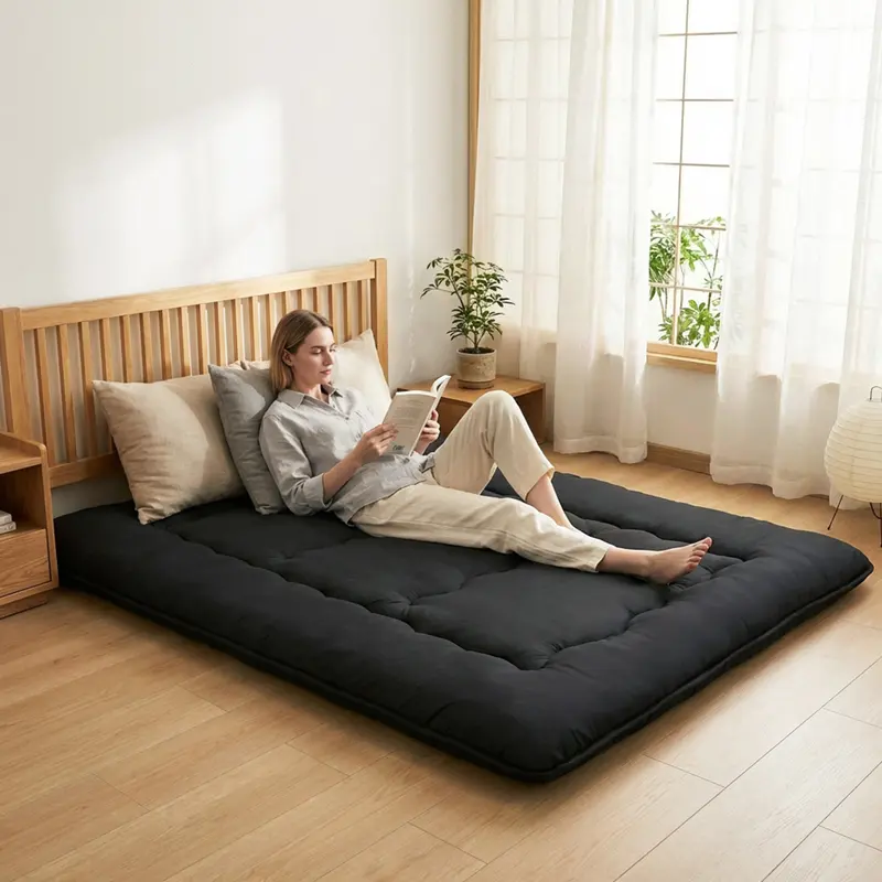Floor Mattress, Japanese Futon Mattress Foldable with Removable Washable Cover, Portable Roll Up Tatami Mat for Small Bedroom, Couples and Home Use