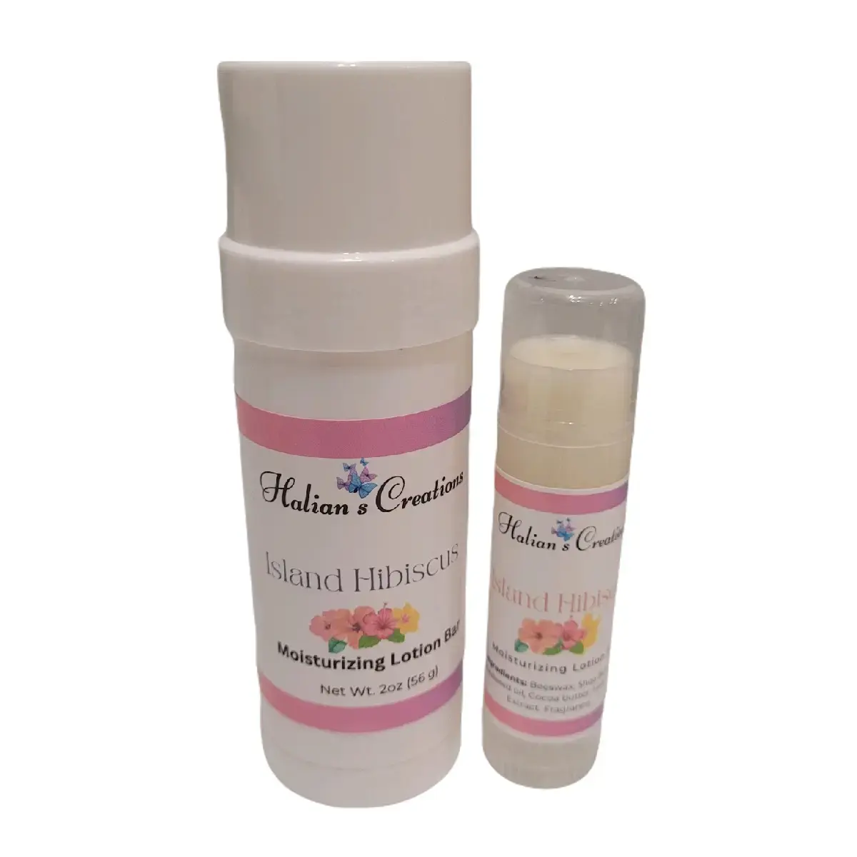 Halian's Creations Island Hibiscus Moisturizing Lotion Bars 2oz & Butter Stick with Beeswax Cocoa Butter & AHA for Hydration & Radiance Body Care - Banana
