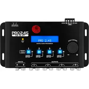 Pro 2.4S DSP Crossover full Digital Signal Processor and Equalizer with sequencer 15-band Graphic Equalization 12 preset EQ 2- in and 4- Out