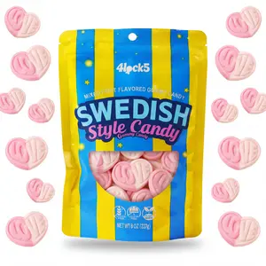 Swedish Style Gummy Candy 1/2 lb – Strawberry Vanilla Flavor Heart Shaped Chewy Gummies, Sweet Soft Candy in Sealed Bag for Home, Office, Outdoor Snacks & Candy Gift