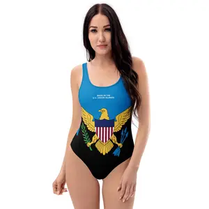 U.S. Virgin Islands Flag Swimsuit – One-Piece | VI Pride Swimwear | Caribbean Bathing Suit | Island Wear
