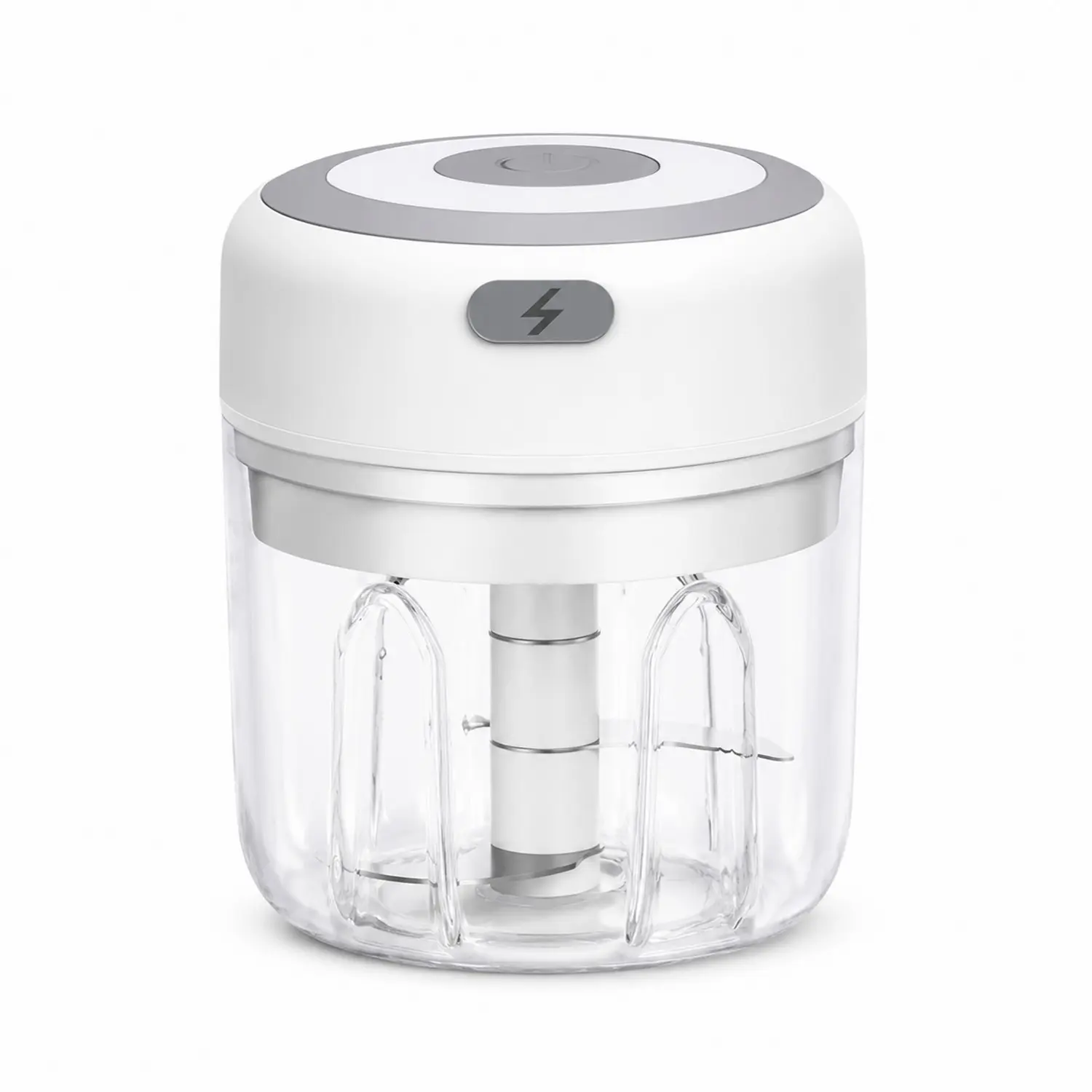 Portable White Electric Mini Garlic Chopper - USB-Rechargeable Cordless Easy Dicer Chopper, Multifunctional Food & Veggie Tool with 3 Sharp Stainless Steel Blades, 1-Touch Mincer, Compact, Intermittent Work for Baby Food Users, Kitchen Supply