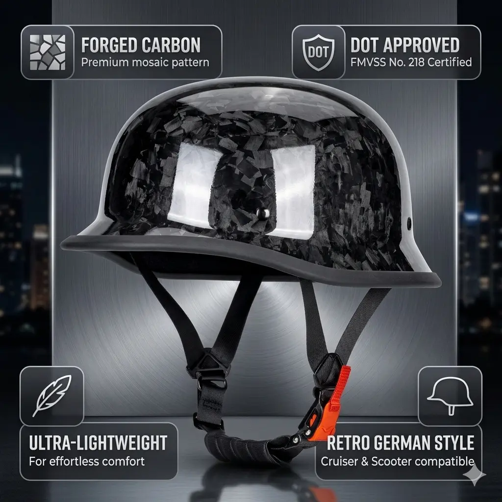 carbon fiber german style motorcycle helmet Novelty Stay Safe KAESE Ultra-Light Forged Carbon Fiber