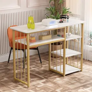 Nail Desk, Manicure Table Nail Station, Marbling Texture Manicure Desk  Acetone Resistant Nail Tech Desk for Beauty Salon Spa