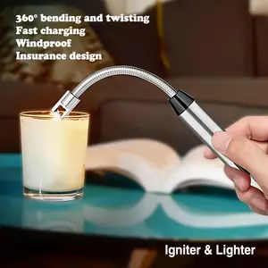 Insurance Design Rechargeable Lighter Electronic 360 Degree Windproof Igniter Type-C Charging Lighter
