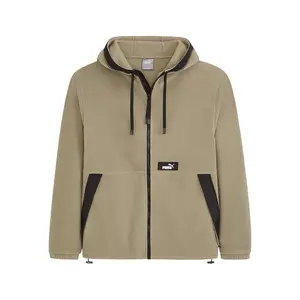 PUMA Mens Hooded Polar Fleece Jacket Athletic Outerwear Casual - Brown