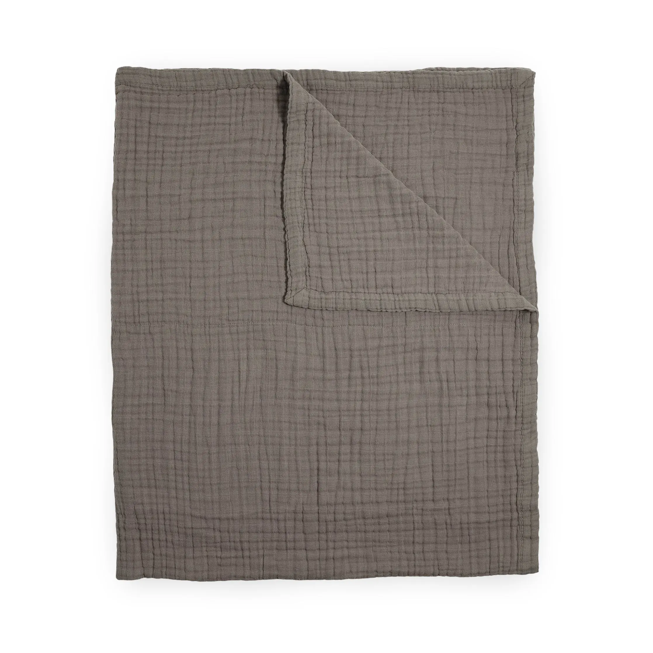 Cotton Muslin Quilted Throw - Mocha