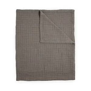 Cotton Muslin Quilted Throw - Mocha