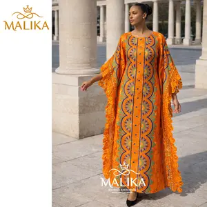 Orange Embroidered Bazin Boubou Dress With Stone And Lace Original Nigerian African Noble Lady Bridal Wedding Long Robe