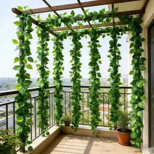 12Pcs Artificial Ivy Garland, Fake Vines Green Leaves, Hanging Faux Ivy Plants for Wedding Arch Wall Home Garden Party Staircase Fireplace Ceiling Decor, Indoor Outdoor Artificial Hanging Plants