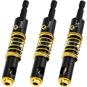 3 Pcs Self Centering Hinge Drill Bit Set 5mm 1/4 Black Reaming Drilling Hinge Drill Bits Wood Plastic 1/4 Inch Hex Shank 5mm Boring Door Window Cabinet Opening Tool DIY