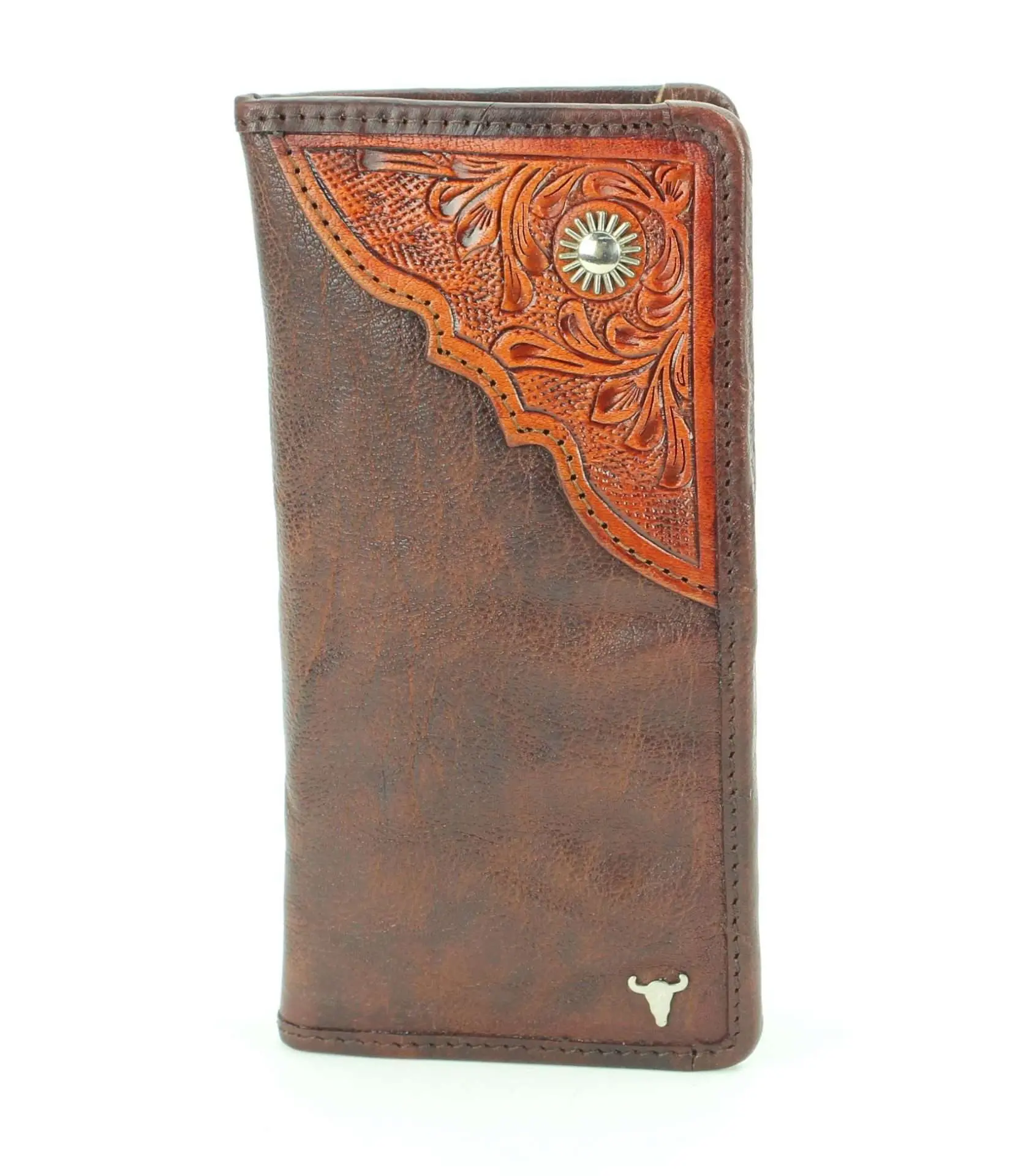 Large leather bi fold with tooled leather detail #AB W 12 To