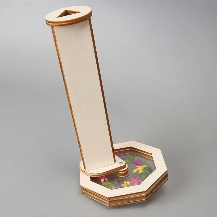 DIY Wooden Rotating Kaleidoscope Kit - Classic Novelty Science Toy for Children