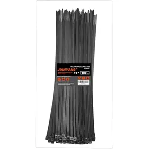 100-Pack Heavy Duty 12 Zip Ties – Double-Sided Toothed Nylon Cable Ties, 100LB Tensile Strength, Self-Locking for Indoor & Outdoor Use