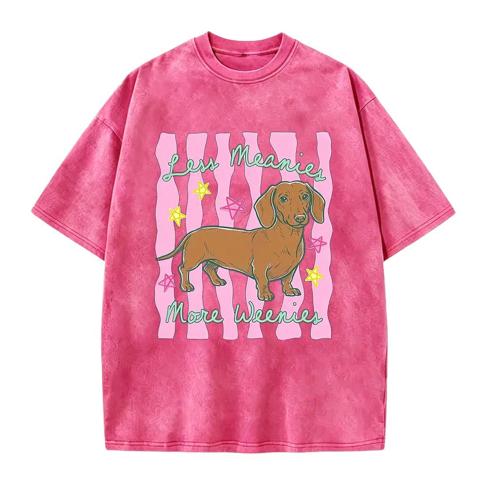 Less Meanies More Weenies Shirt, Funny Dog Mom Tee, Kindness Positivity Women Gift, Wiener Dachshund Dog Casual Fabric