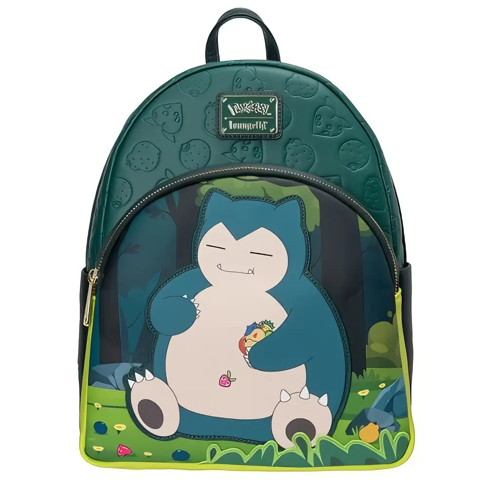 Loungefly Mini Backpack - Pokémon Snorlax Design, Green Color, Perfect for Daily Use, Compact and Lightweight, Ideal for Travel and School