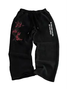 Unisex Relaxed Fit Graphic Joggers with Motivational Quote, Lightweight High-Performance Blend Pants for Street Dance, Skating, and Techwear Aesthetic
