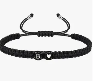 Letter Charm Beaded Matching Bracelet for Couple - Elegant Alphabet Charm Beaded Bracelet for Women & Men - Casual New Trendy Promise Bracelets Jewelry - Perfect Birthday Gift - UK Manufactured