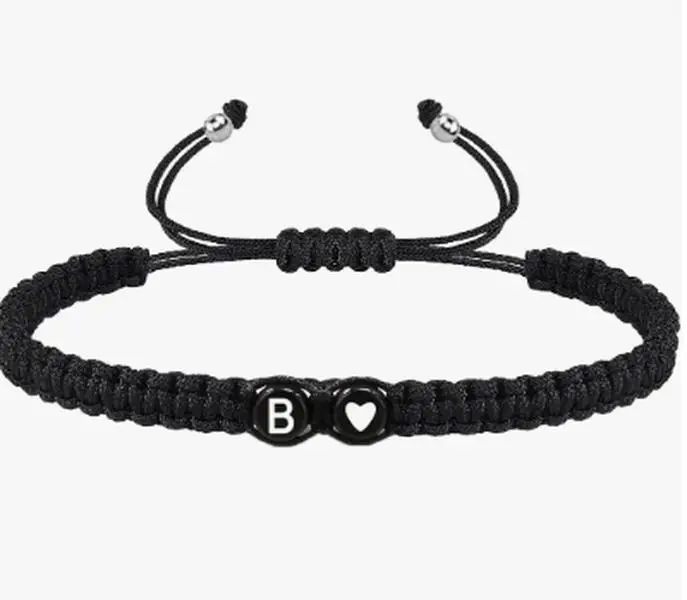 Letter Charm Beaded Matching Bracelet for Couple - Elegant Alphabet Charm Beaded Bracelet for Women & Men - Casual New Trendy Promise Bracelets Jewelr