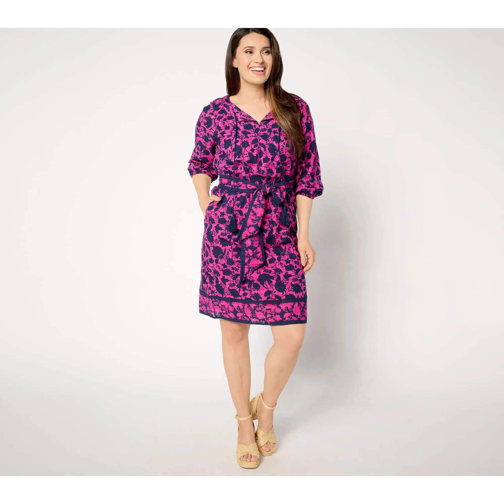 Studio Park x Amy Stran Petite Textured Cotton Dress wtih Belt