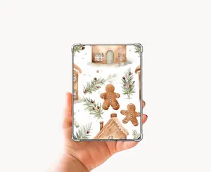 Gingerbread Man Kindle E-Reader Case Insert Laminated Card Stock for Device Decoration with Fun Graphics and Personal Touch Fits Inside Clear E-Reader Case