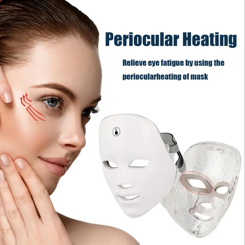 USB Rechargeable 7-Color Light Therapy LED Face Mask, Suitable for Daily Facial Use - Facial Skincare Tool