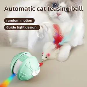 Smart cat interactive ball toy, low noise anti-bite, beam guidance automatic rolling tail ball, rechargeable pet toy, cat training to imitate mice