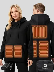 【Includes Power Bank】Norwell Comfort Hoodies, Unisex Heated Pullover Hoodie with Battery Pack, Minimalist Plus Size Women's Clothing  Basic Womenswear Sweatshirts