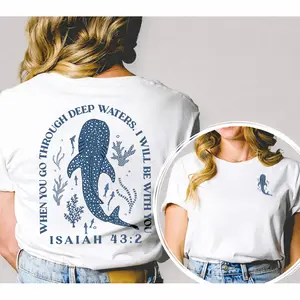 Shark and Ocean Design T-Shirt with Isaiah 43:2 Bible Quote for Women and Men Ideal for Inspirational and Casual Wear