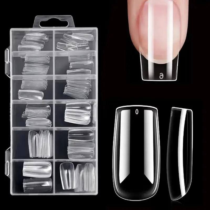 120Pcs Clear Full Cover Nail Tips | 7 Shapes for UV Gel Extensions